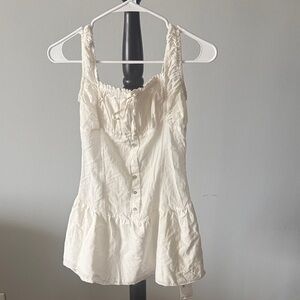 Frankie's Bikinis Cream Button-Down Blouse